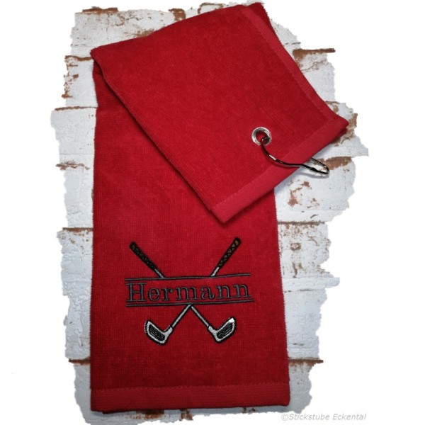 Rot Golfhandtuch mit Namen